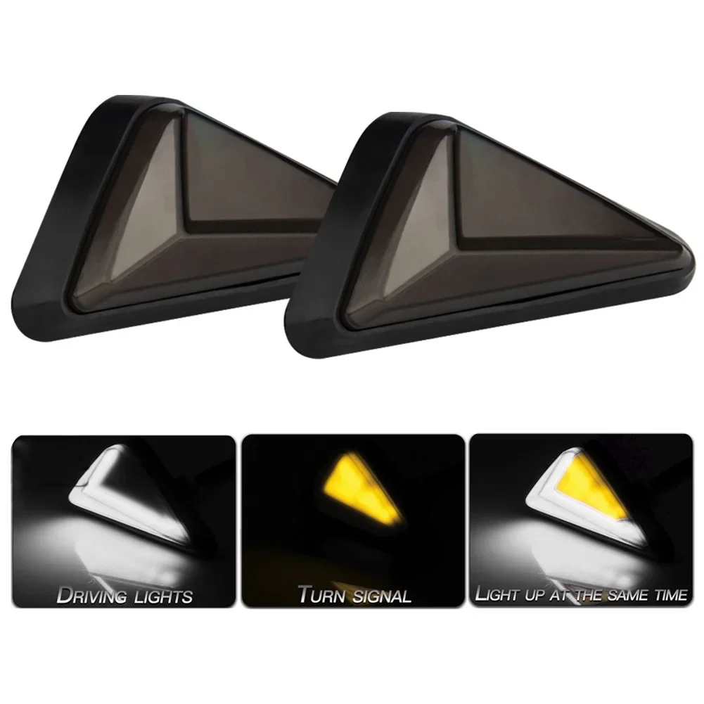 2Pcs Motorcycle Flush Mount Triangle Turn Signal Light LED L-shape Indicator Lamp DRL Blinker Waterproof Led Flashing Lights