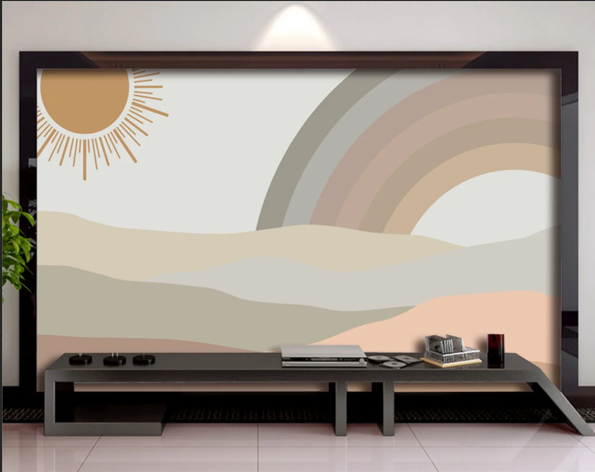 

3D фреска по индивидуальному заказу, Радужное белое облако, мультяшные обои для детской комнаты, индивидуальное украшение комнаты, индивидуальная живопись