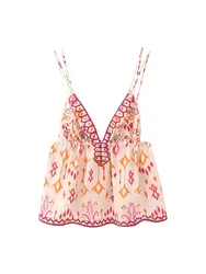 Autumn Printed Suspender Tank Tops for Women Casual Sleeveless V-Neck Cropped Blouse Vacation Chic Ladies Streetwear