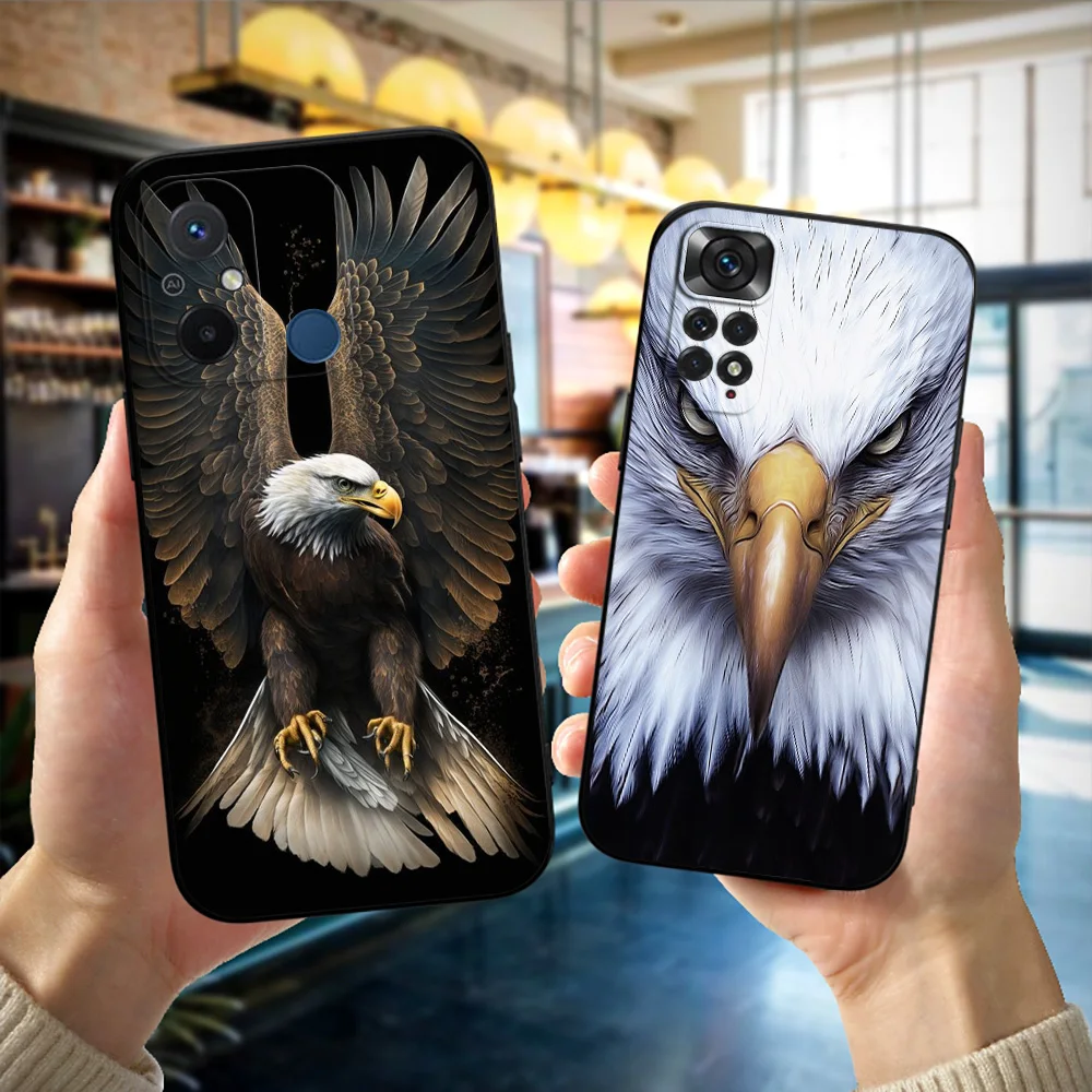 Black Tpu Case For Xiaomi 14 13 13T pro lite Redmi 13C 12R note POCO X6 PRO M6 phone cover Soaring Eagle