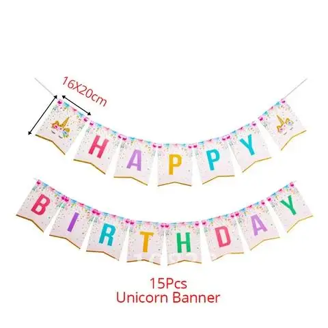 

93pcs Tableware Kit Unicorn Party Supplies Happy Birthday Party Decorations Kids Baby Shower First Birthday Girl Party Decor