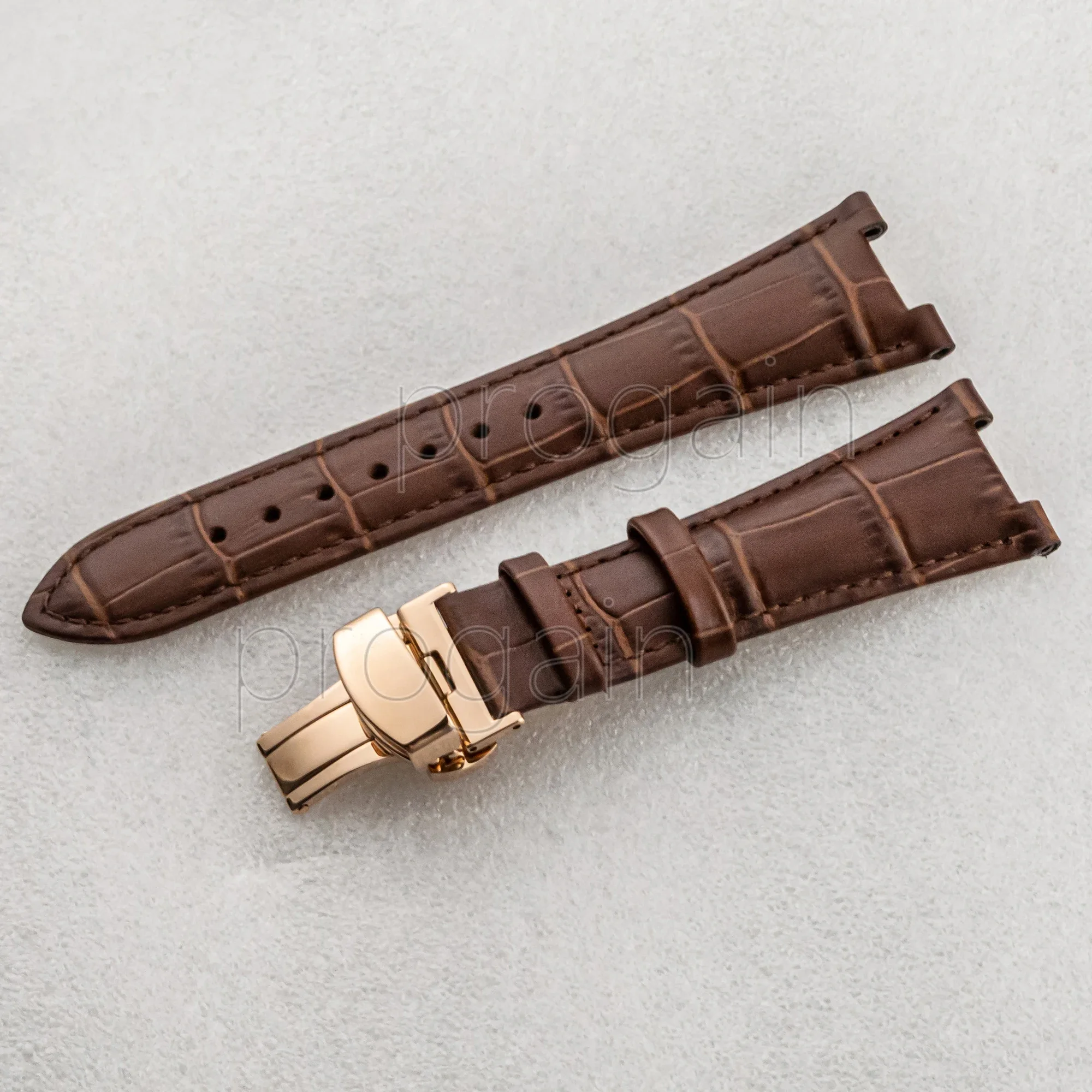 Classical 25mm Genuine Leather Watchbands With Butterfly Buckle Wristwatch Strap watch replacements mod Parts