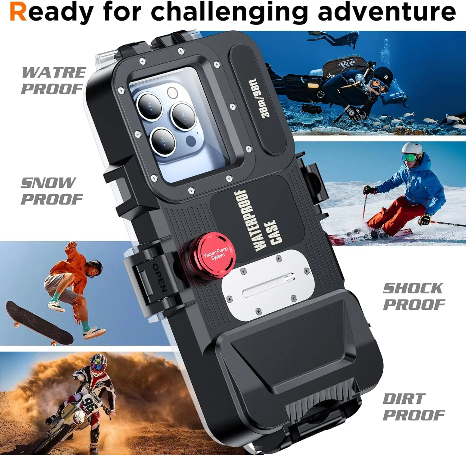 30M Underwater Diving Case for S25 Ultra S24 Note 8 9 10 20 Bluetooth Waterproof for iPhone16 15 14 13 12 11 Xiaomi Redmi Moto