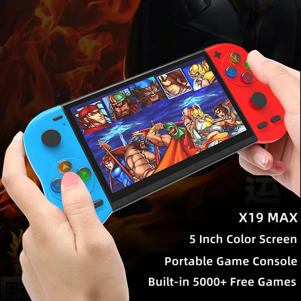 

Rainbow LED Buttons X19 Max Portable Game Console Support Gamepads Controllers 5 inch Screen 8GB 32GB with 5000+ Free Games