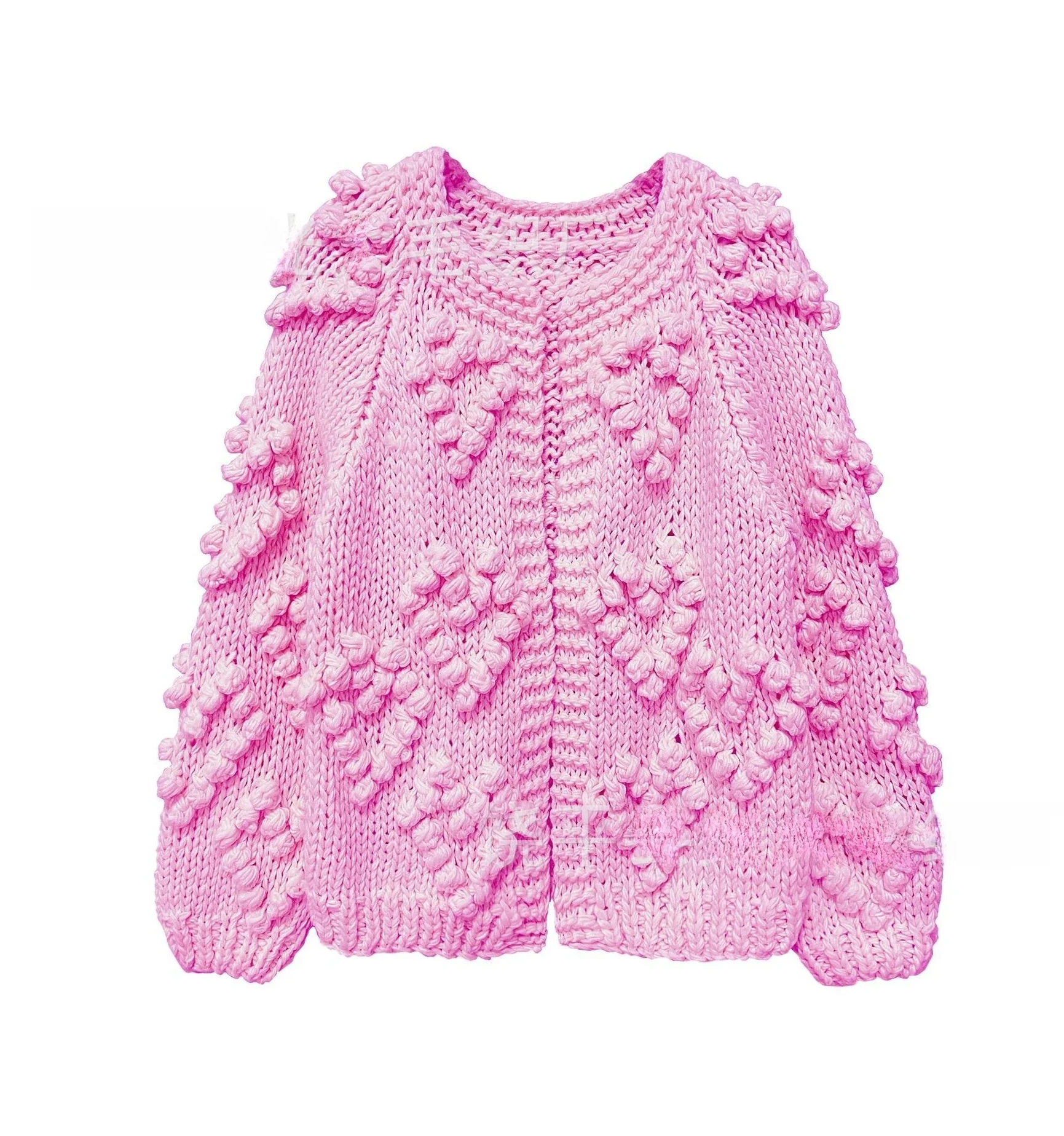 

Women's Autumn Winter New Style Open Cardigan Top Hand-Knitted Long Sleeve round Neck Sweater Coat Loose Fit Fashionable