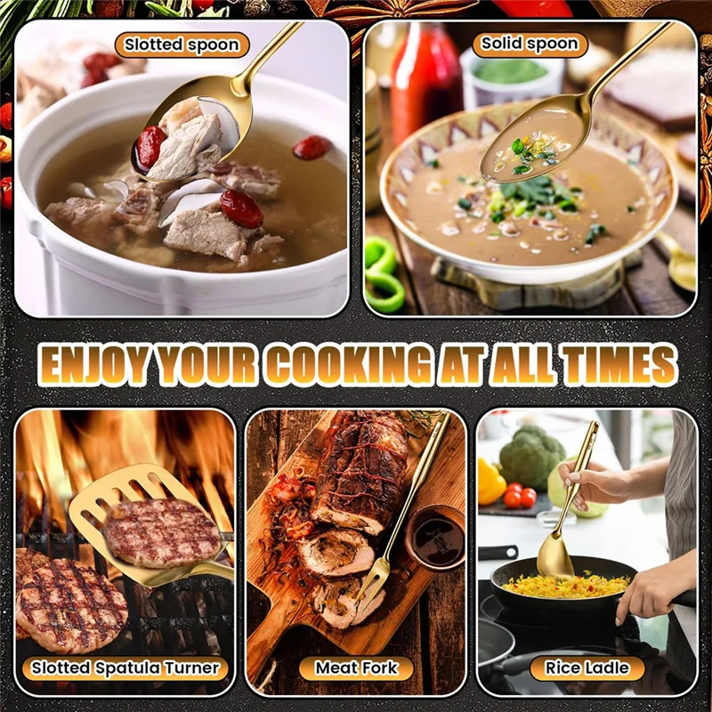 

【Clearance Sale】304 Stainless Steel Kitchen Cooking Utensils 9-Piece Set-Spatula, Solid Spoon, Slotted Spoon, Fork, Ladle, Skimm