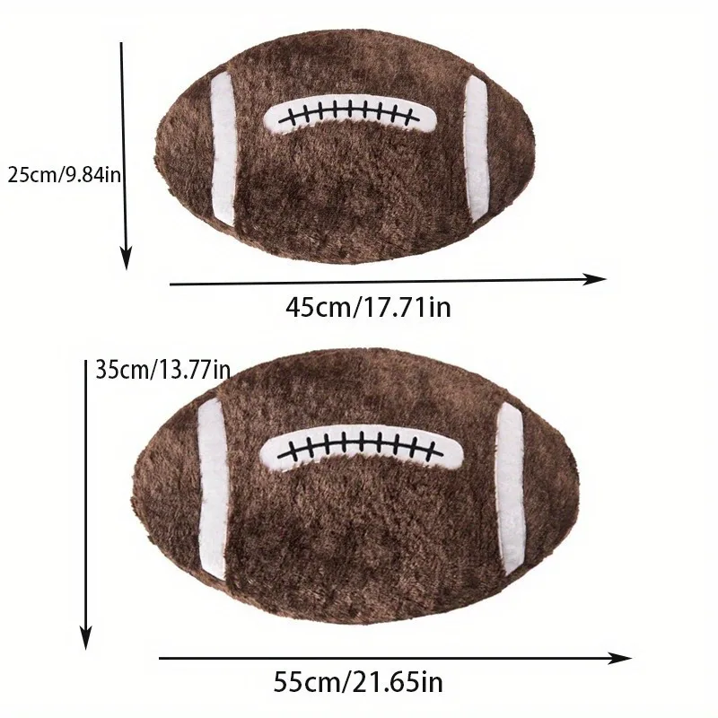 Soft Brown Football Plush Pillow Cushion, Sporty Style Is Perfect for Home Decoration, Suitable for Christmas Public Holidays