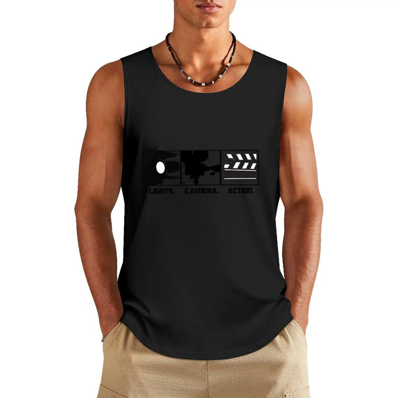 Lights.Camera.Action. Movie Maker Tank Top T-shirt men basketball clothing sleeveless vests
