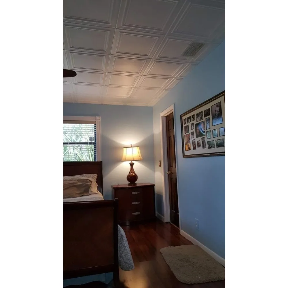 CEILINGS R24 Line Art Schaumstoff-Deckenfliese zum Aufkleben (128 Quadrat ft./Koffer), 48, Packung, einfarbig, Weiß