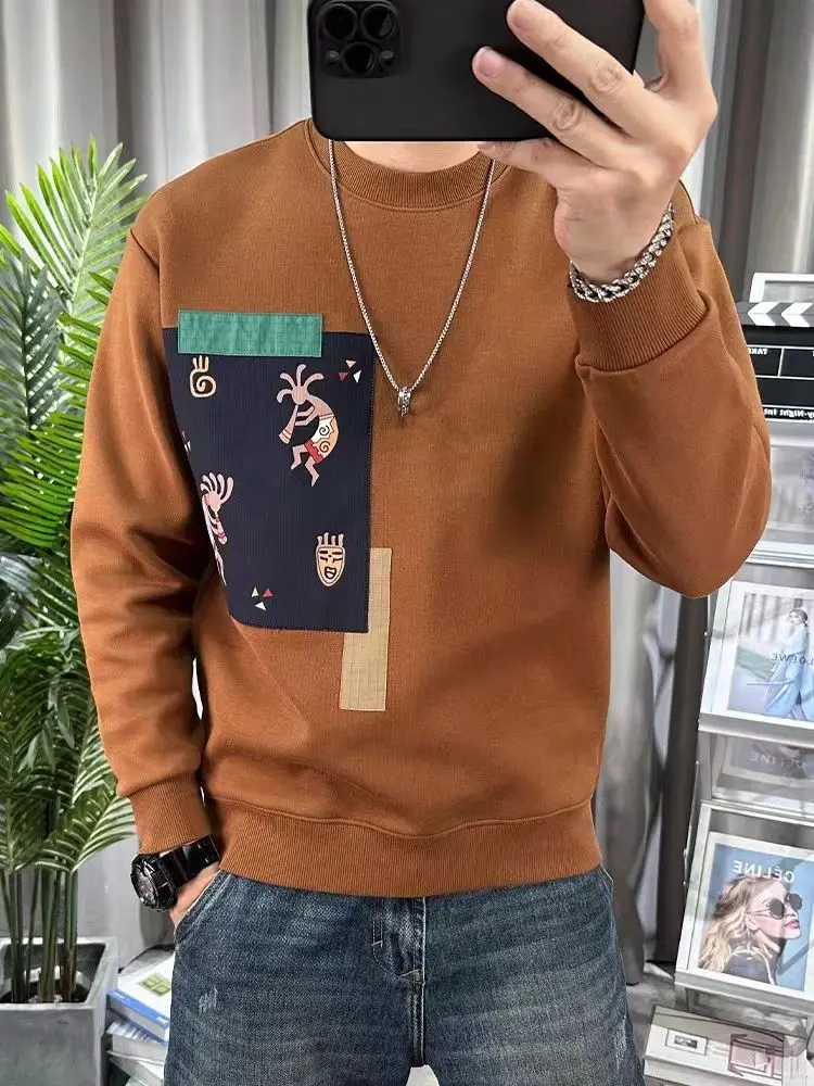 

Мужской свитшот с круглым вырезом из мультфильма, пастельный цвет, осень-зима, новинка и эмо, Harajuku, модный теплый свободный мужской пуловер с круглым вырезом