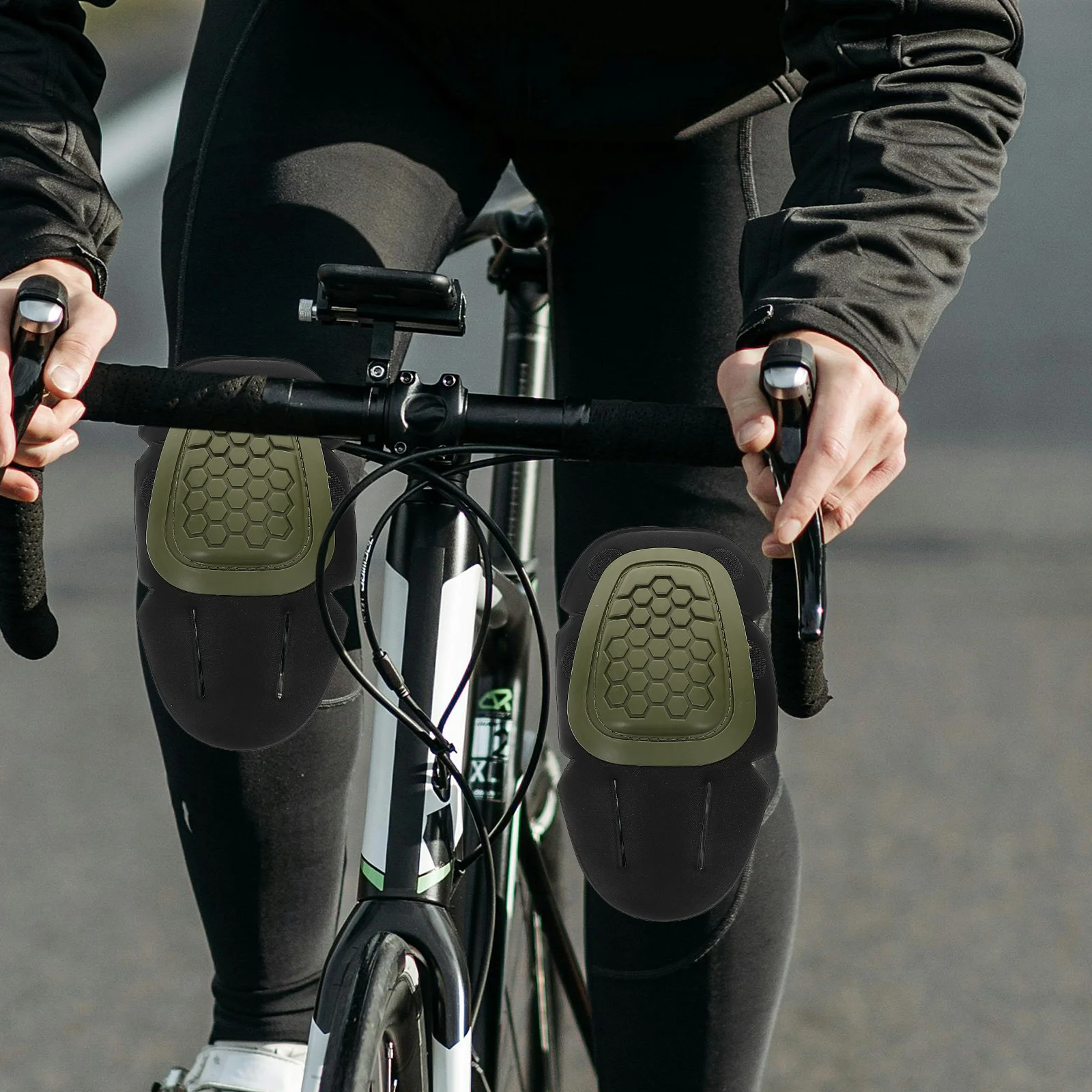 Juego de 4 rodilleras y coderas, color verde, para deportes al aire libre, ciclismo, senderismo, patinaje, equipo de seguridad táctico, protectores de articulaciones