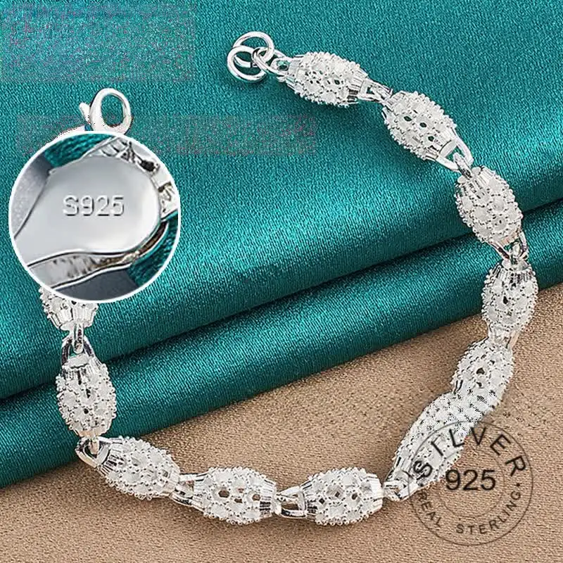 925 Sterling Silver Bracelets for Women Men Handmade Shinning Dot Wedding Party Christmas Birthday Gift High Quality Jewelry