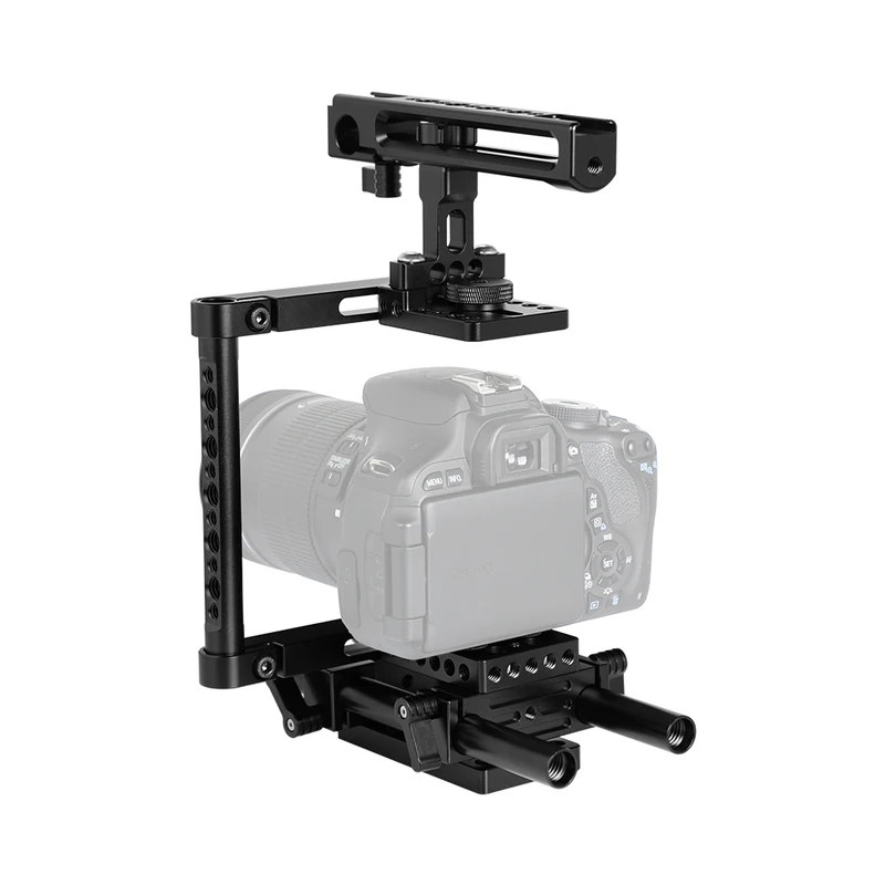 SZRIG Camera Cage Rig With Adjustable Top Cheese Handle Grip and Rail Support System for Canon Nikon Sony Panasonnic