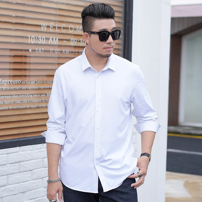 68-175KG Business Shirts for Men 9XL Long Sleeve Casual Oversized Loose Shirt Plus Size Business Shirt Big Size Male Tops