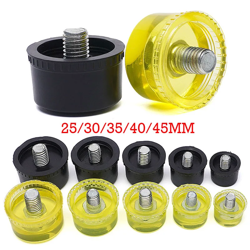 10 Pairs Rubber Hammer Head 25mm 30mm 35mm 40mm 45mm Yellow Black Replacement Nylon Heads For Double Sided Installation Hammer