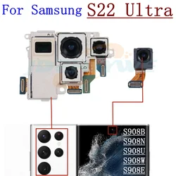 Front Back Camera For Samsung Galaxy S22 Ultra S908 Selfie Frontal Backside Main Rear Facing Camera Module Flex Parts