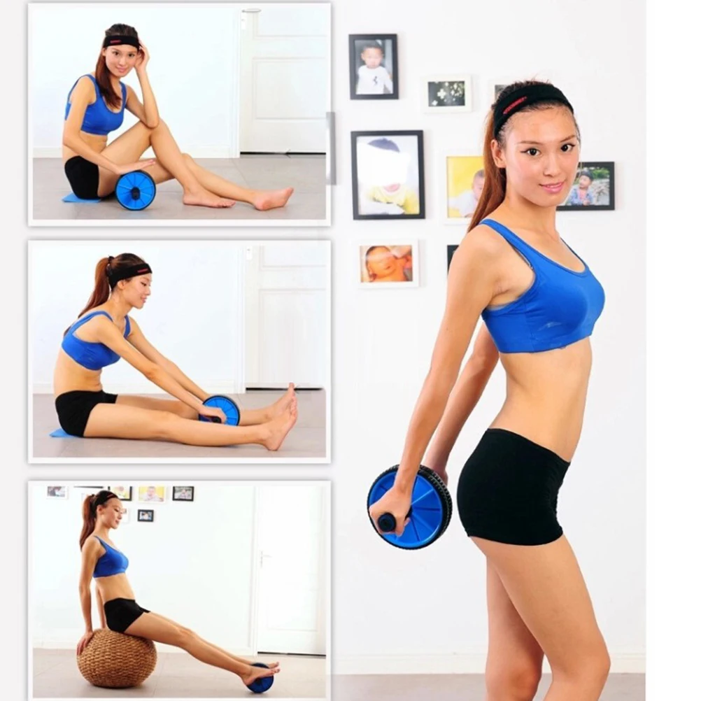 

Premium Double Wheel Abdominal Exercise Roller Ab Wheel For Core Strength Training Fitness Device For Men Women Blue