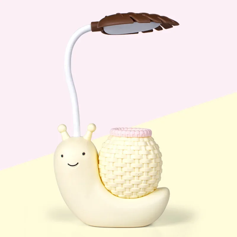 Mini Cartoon Creative Snail Eye Protection Night Light Student Dormitory Multi Functional Reading Desk Lamp Desktop Decoration