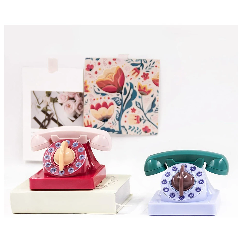 THIVN-Cartoon Phone Shaped Mechanical Winding Manual 360 Degree Rotating Timer, Suitable For Children's Learning Organizer