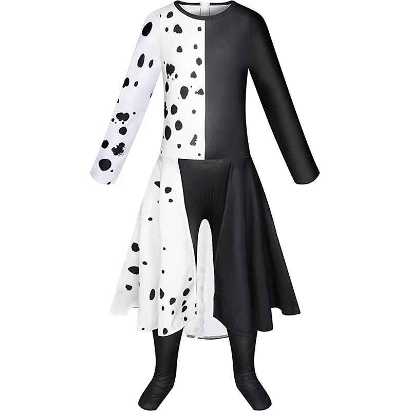 Costume de Cosplay de sorcière blanche Bla, ensemble complet loween 0 dalmatiens Cruella, vêtements de spectacle sur scène ethniques traditionnels pour femmes