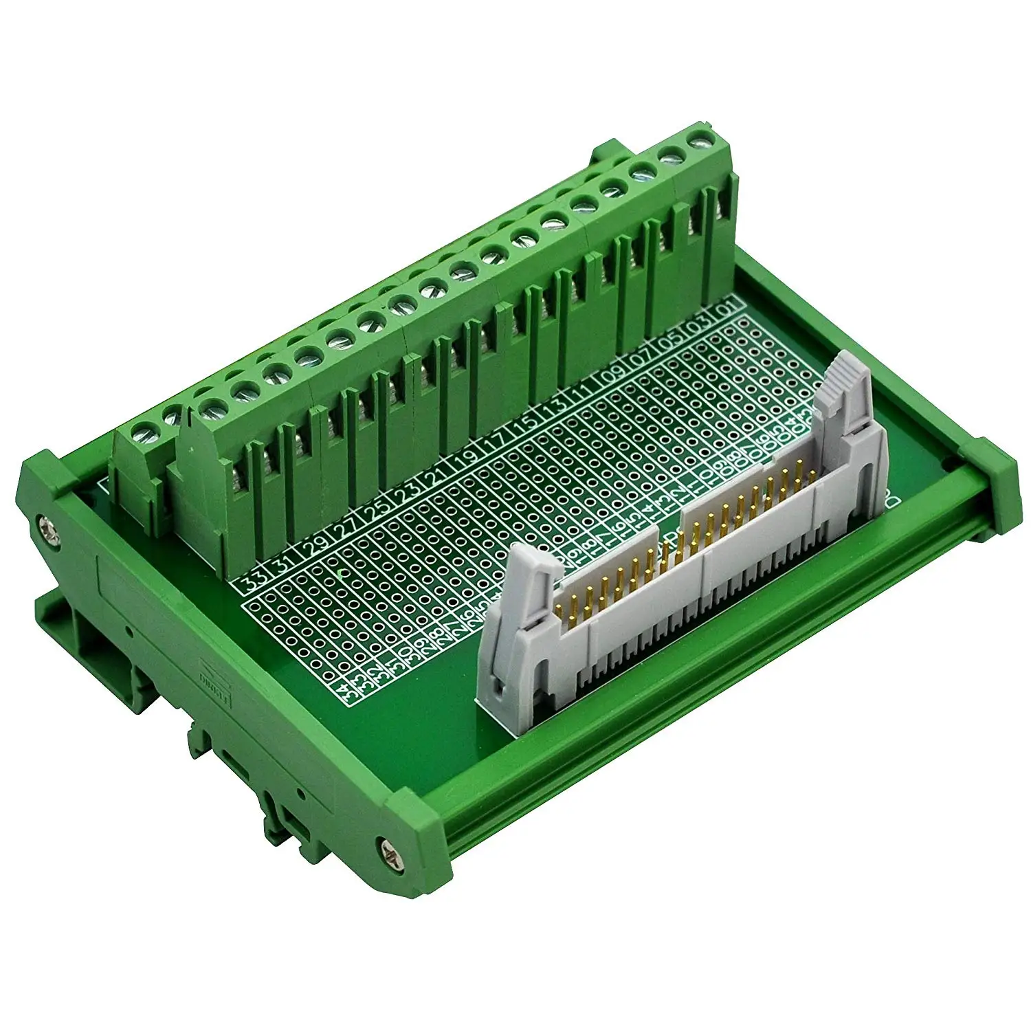 CZH-LABS DIN Rail Mount IDC-34 Male Header Connector Breakout Board Interface Module, IDC Pitch 0.1