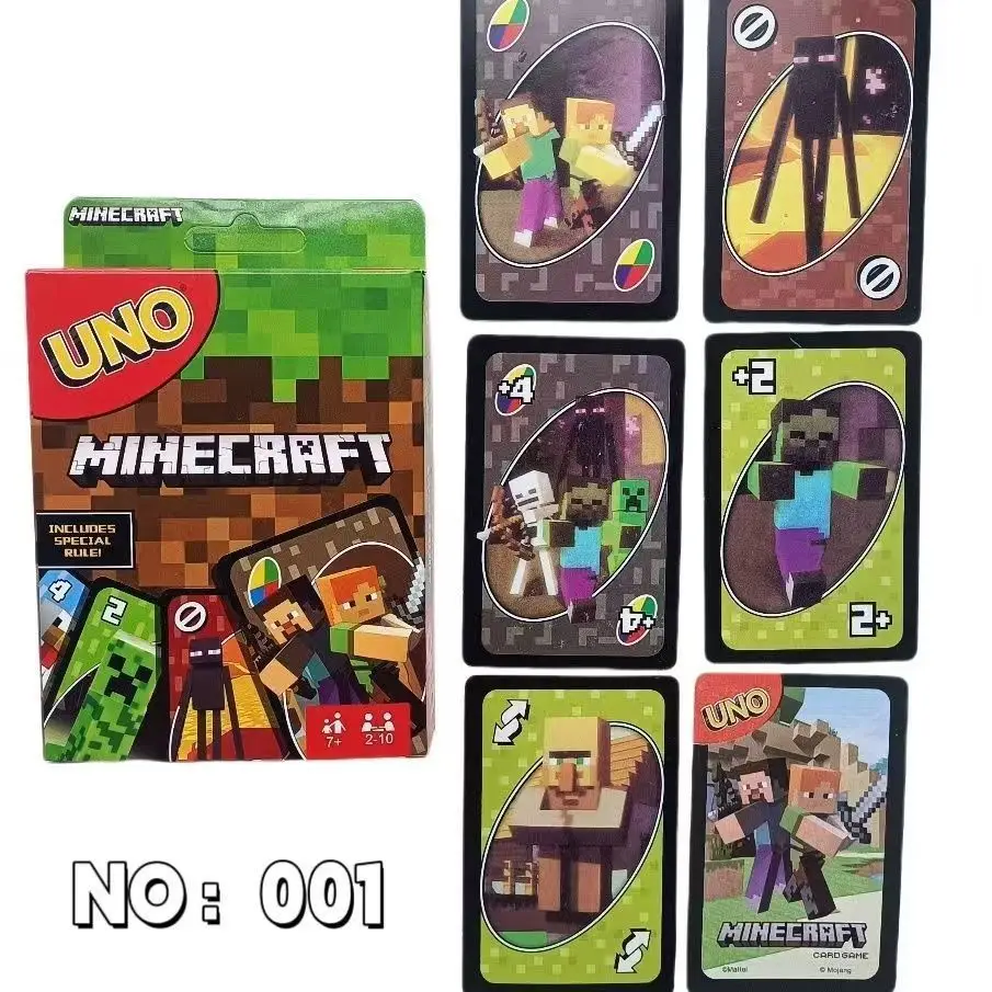 UNO Minecraft Edition Card Game Special Action Cards Fun Family Night Party Game Toy Birthday Present for Minecraft Lovers