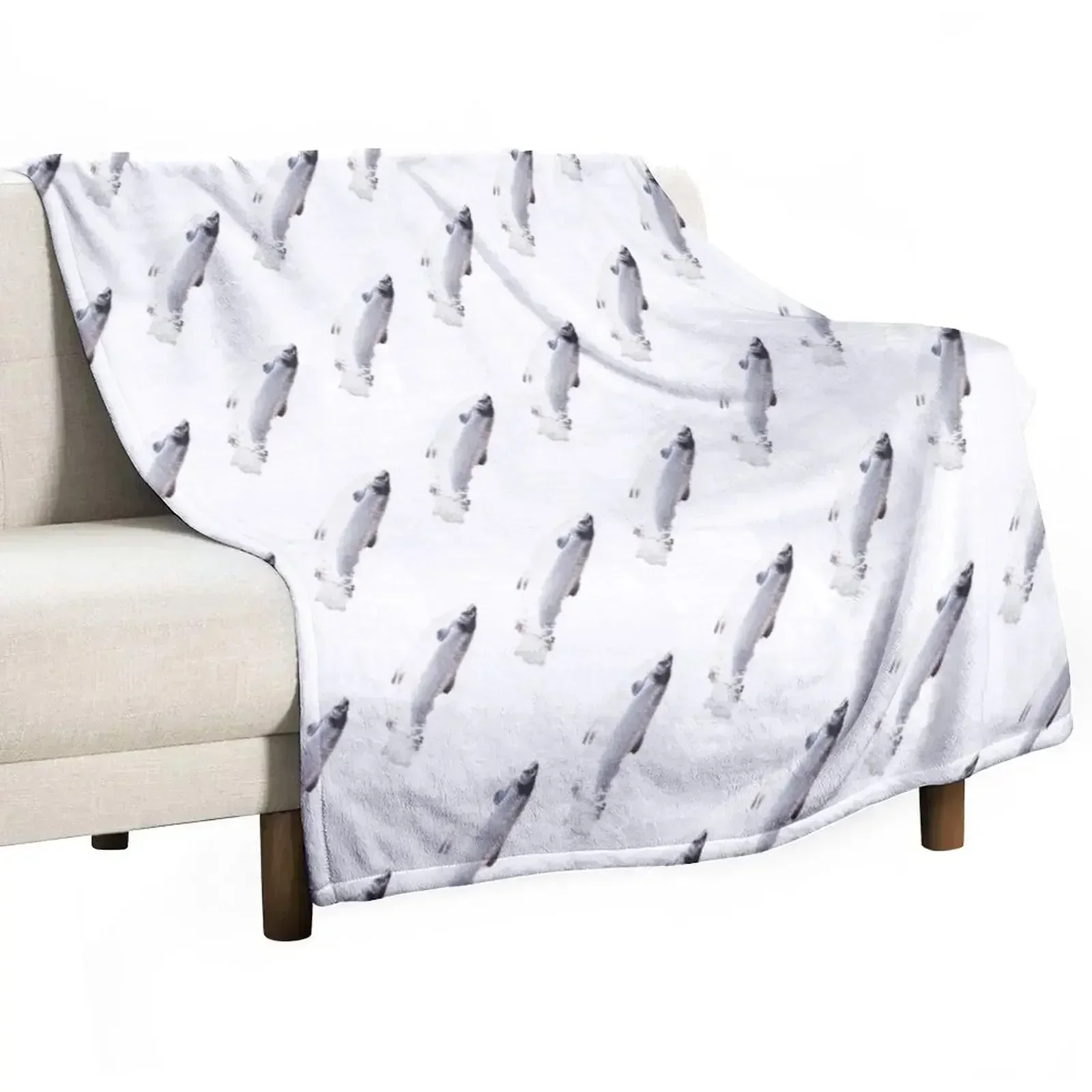 leaping silver salmon atlantic fish Throw Blanket Flannels cosplay anime Beautifuls Decorative Sofa Summer Weighted Blankets