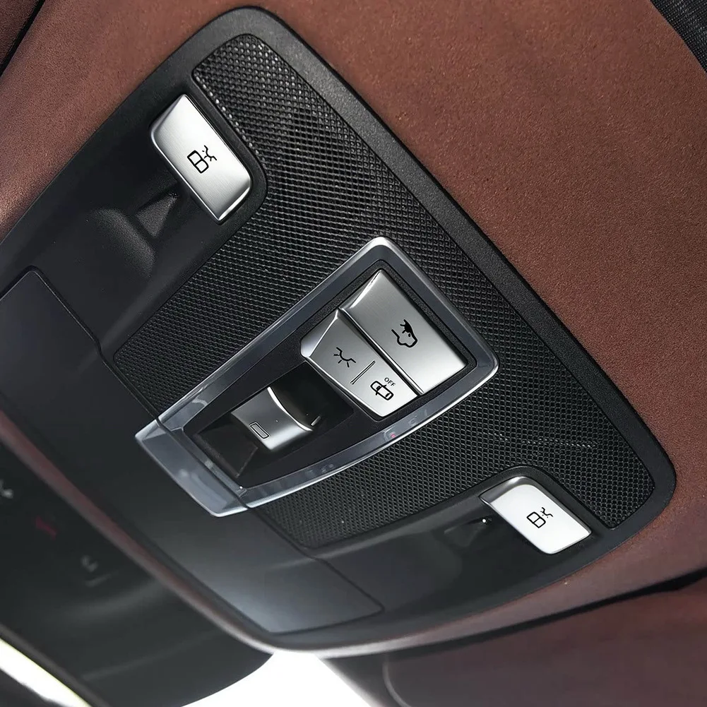 

5 X Stylish Silver Roof Reading Lamp Button Patch For Mercedes GLA 2015-2019 - ABS Peel-And-Stick Interior Upgrade Auto Part