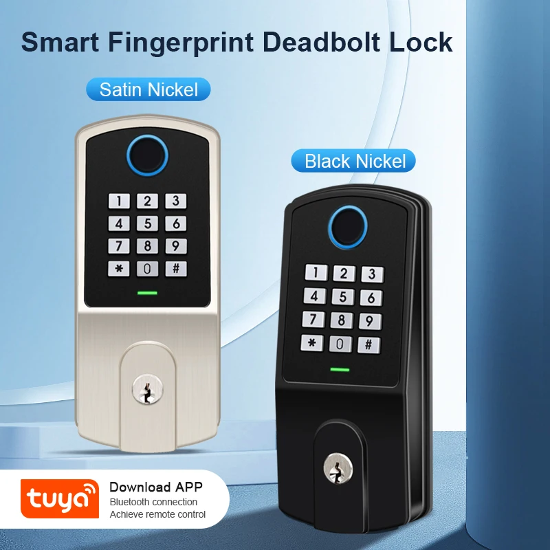Newest Tuya  Mechanical Keyboard Fingerprint Deadbolt Smart Door Lock Electric Digital Password Keyless Smart Door Lock