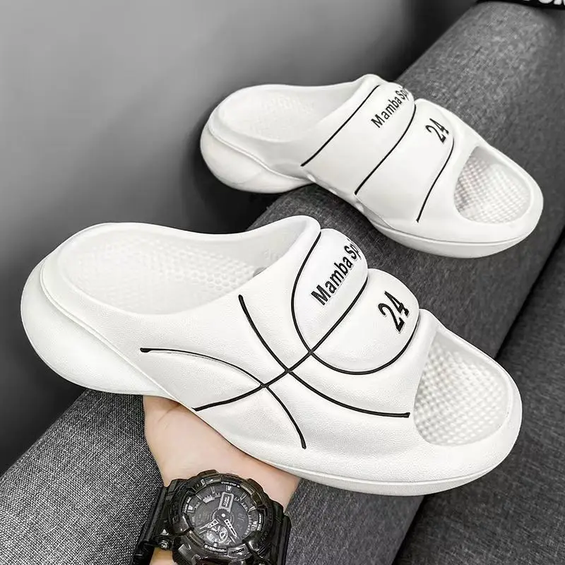 New Original Basketball Slippers For Men Slides Summer Sandal Non-slip EVA Beach Shoes Soft Thick Soled Slidee Large Size36-47