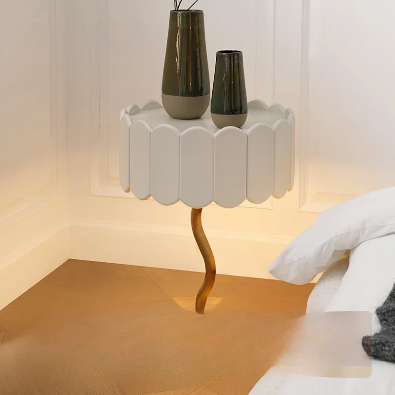 Bedside table, smart sensor with lamp designer French cream flower storage bedside cabinet