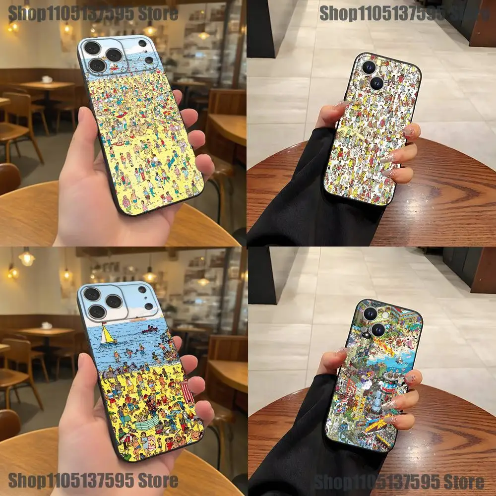 

Game Wheres W-WallyS Waldo Book Phone Case For iPhone 17,16,15,14,13,12,11,Pro,XS,Max,XR,Plus,E,SE4,Mini Black Soft Cover