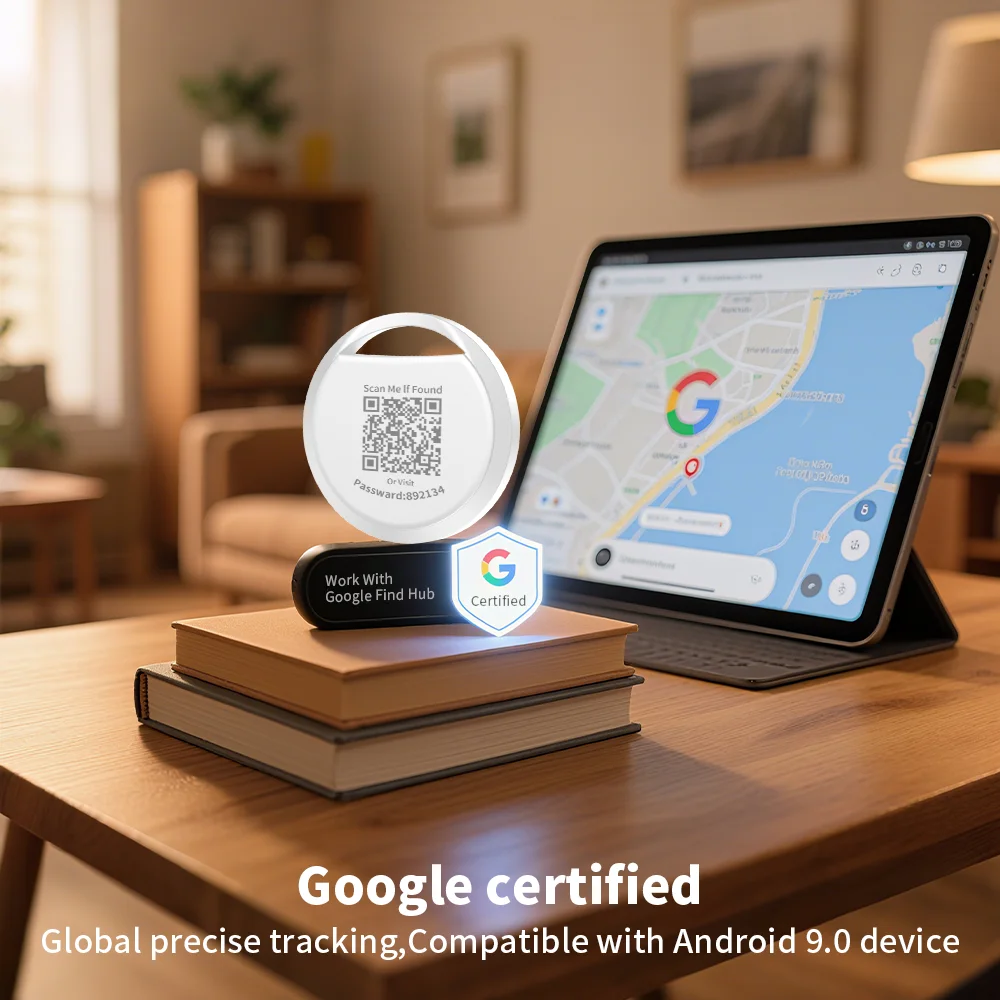 قابلة للشحن أندرويد المقتفي محفظة مفتاح محدد عبر جوجل Find Hub App GPS تحديد المواقع حقيبة الحيوانات الأليفة رمز الاستجابة السريعة مكافحة خسر مكتشف العلامة