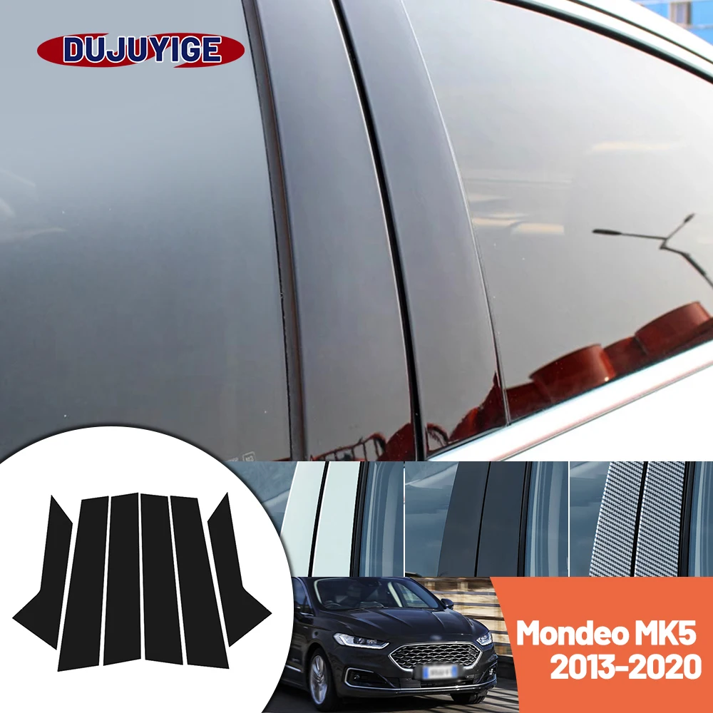 

Bright black carbon fiber door and window B C Pillar sticker suitable For Ford Mondeo MK5 2013-2020 2014 2015 2016 2017 2018