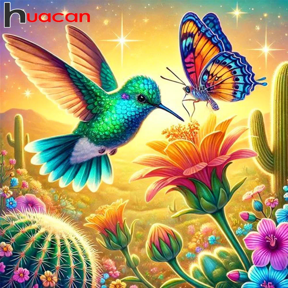 Huacan Vollquadratische und Runde Diamant-Malerei, Vogel- und Schmetterlings-Mosaik, Tier- und Blumen-Set zur Heimdekoration