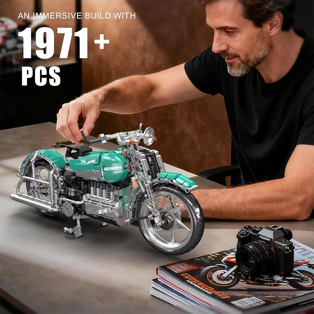 

Mould King 23004 Creative American Cruiser Motorcycle Building Blocks Technical Vintage Motorcycle Brick Toy Collectible Gift