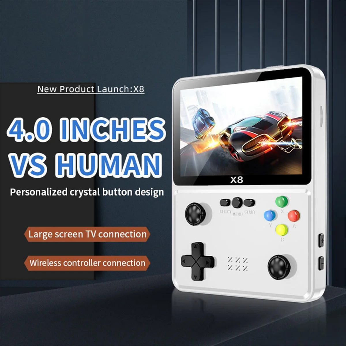 X8 Retro Game Console 4 inch IPS Scherm Handheld Game Player 10 Simulators Video Game Console voor SFC GBC GBA Zwart