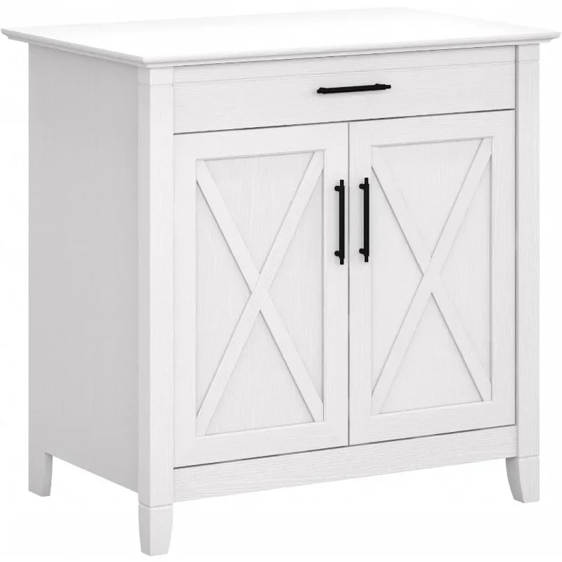 Sleutel West Secretaresse Bureau Accent Kast Met Werkblad In Puur Wit Eiken 30W X 20d Verborgen Schrijftafel En Opslag