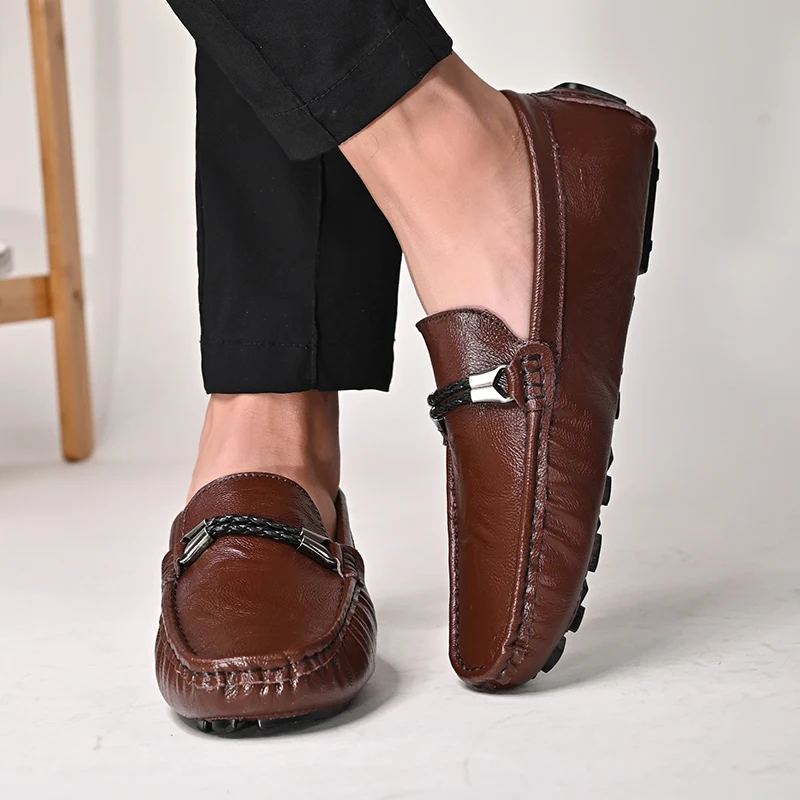 Men Business Leisure Loafers Are Simple Breathable Stylish Soft Elastic  Fashionable Middle-aged Driving Single Shoes