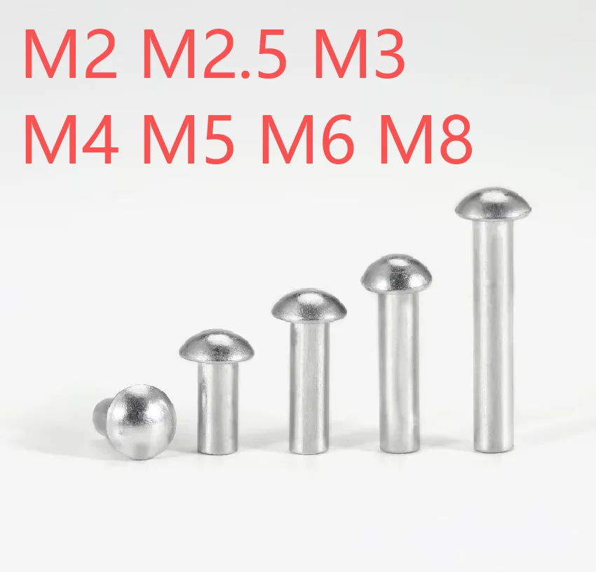 M2 M2.5 M3 M4 M5 M6 M8 GB867 Semi-round Aluminum Solid Percussive Rivet