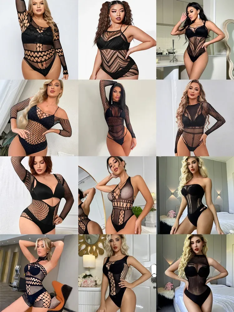 

Erotic Outfit Transparent Temptation Female Jumpsuit Sexiest Women Underwear See Through Hollow Tight Lingerie Clothes