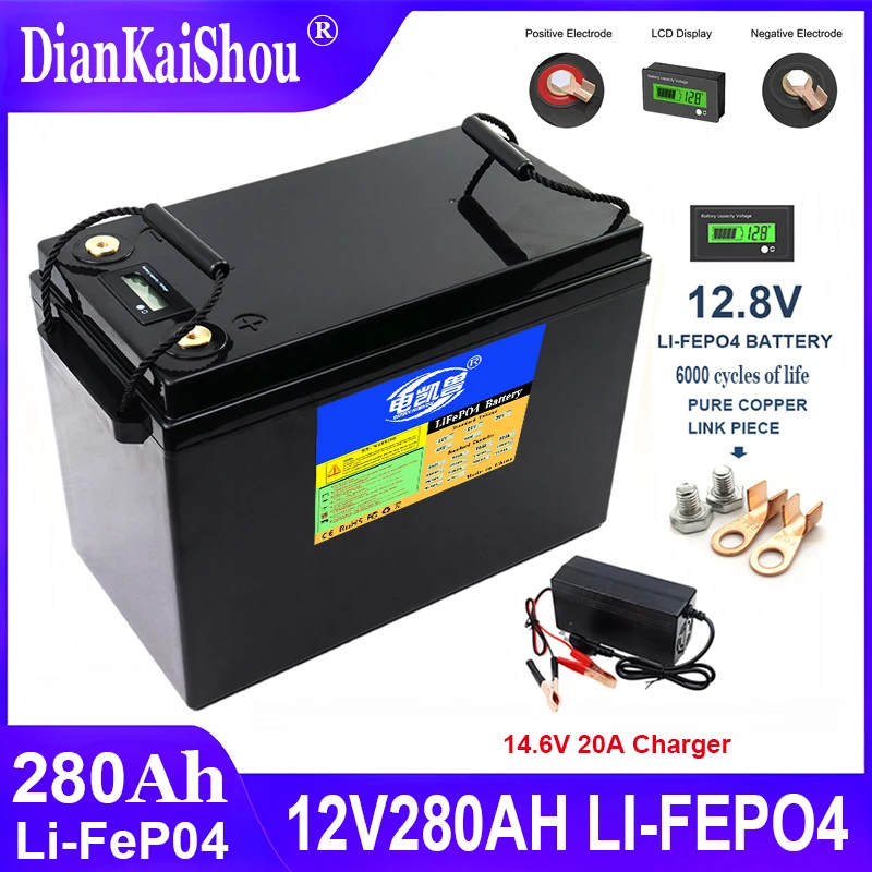 Imagem -03 - Bateria de Fosfato de Ferro de Lítio com Bms Embutido Armazenamento Solar e Carregador Campistas rv e Carrinho de Golfe 24v 12v 300ah 6000 Ciclos