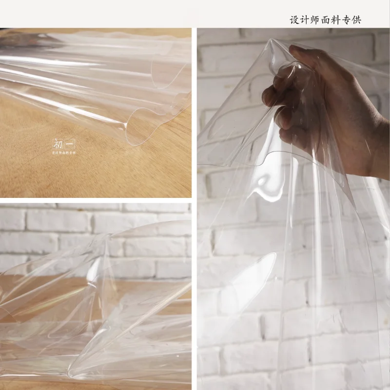 Fully Transparent 0.5mm TPU Fabric Waterproof Raincoat Film Packaging Plastic Clothing Designer Sewing Material Wholesale Cloth