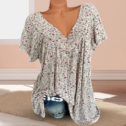 2025 Summer Short Sleeve Womens Blouses And Tops Loose White Lace Patchwork Shirt Big Size 4xl 5xl 6XLWomen Tops Casual Clothes