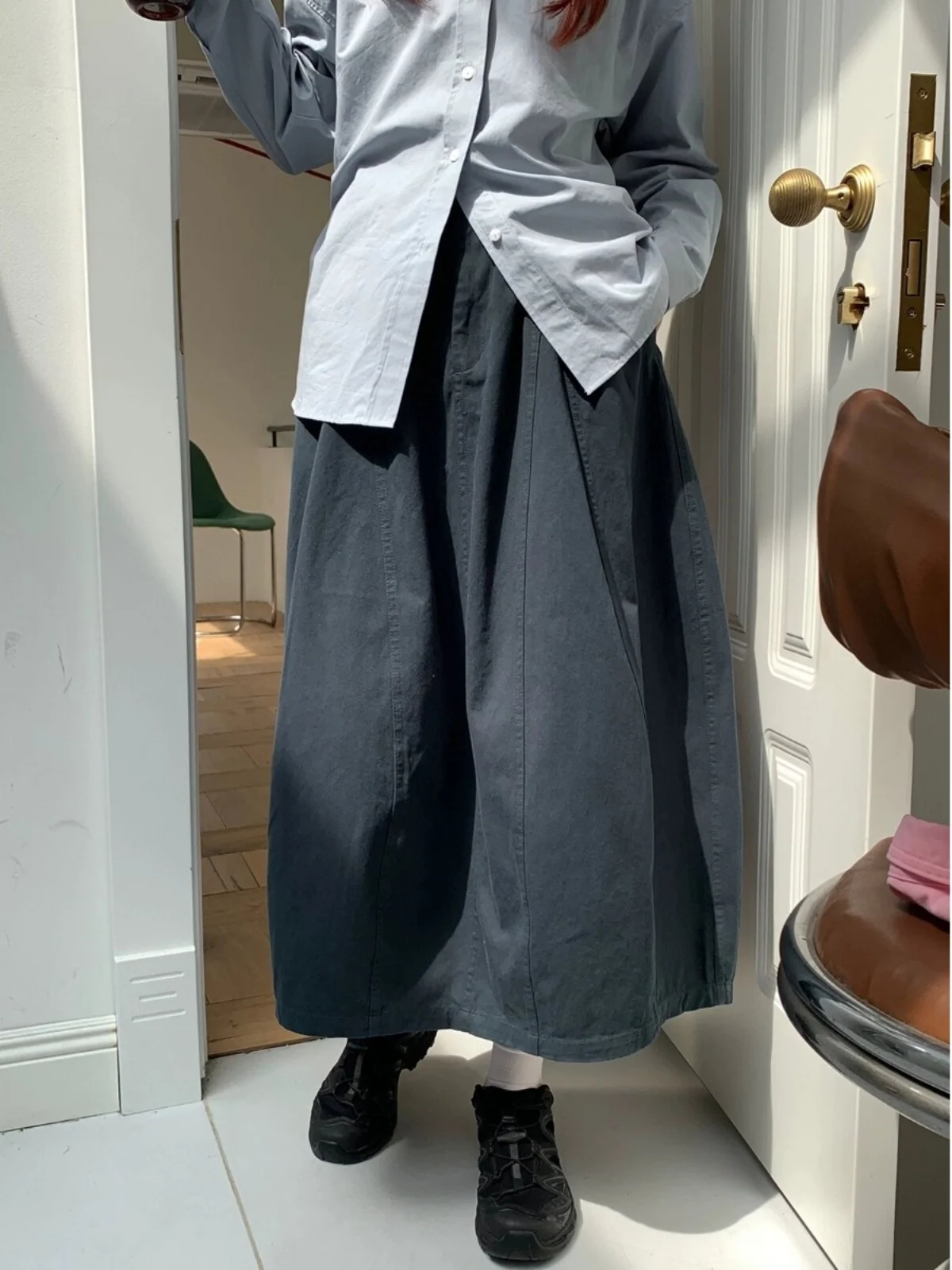 

Юбка-фонарь Design Sensation средней длины, свободная повседневная женская юбка трапециевидной формы с высокой талией на весну и осень, рабочая одежда