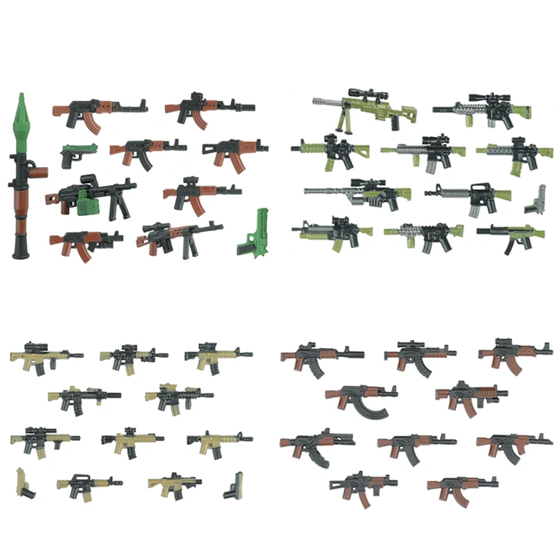 Military Weapons Building Blocks Modern Special Forces Figures Army Soldier City Police Multicolour AK Accessories Bricks Toys