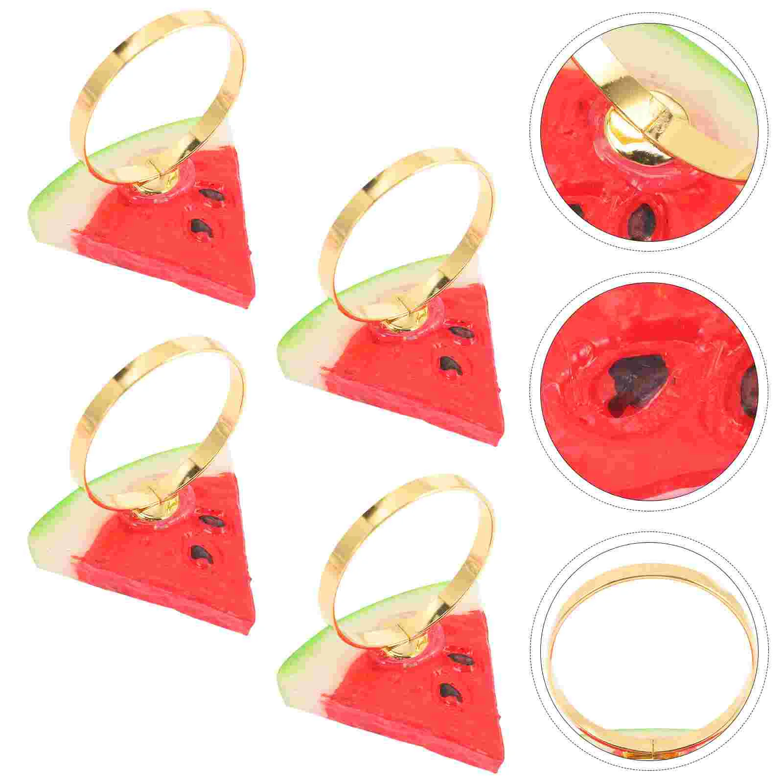 

4 Pcs Watermelon Napkin Buckle Tableware Decor Dinner Buckles Festival Rings Fruitful Holder Round Kitchen Party Decorative