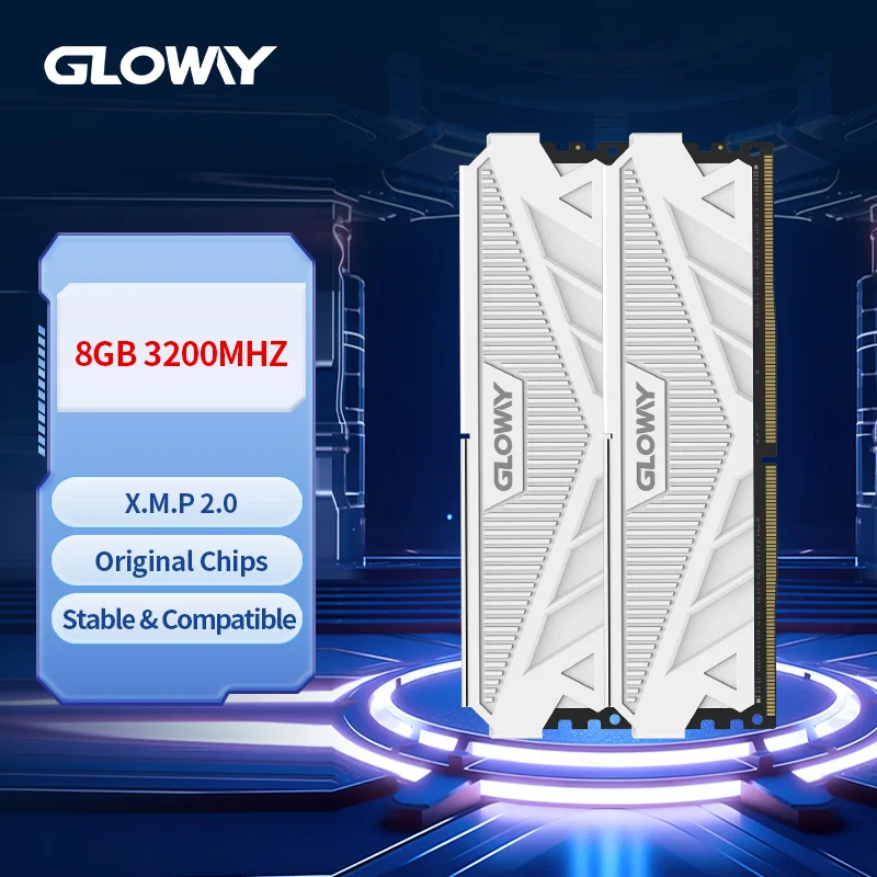 Gloway Memorias Ram DDR4 3200mhz 3600mhz 8GB 16GB 32GB DDR4 Ram 8GBx2 Kit XMP2.0 UDIMM Desktops Gaming Memory for PC