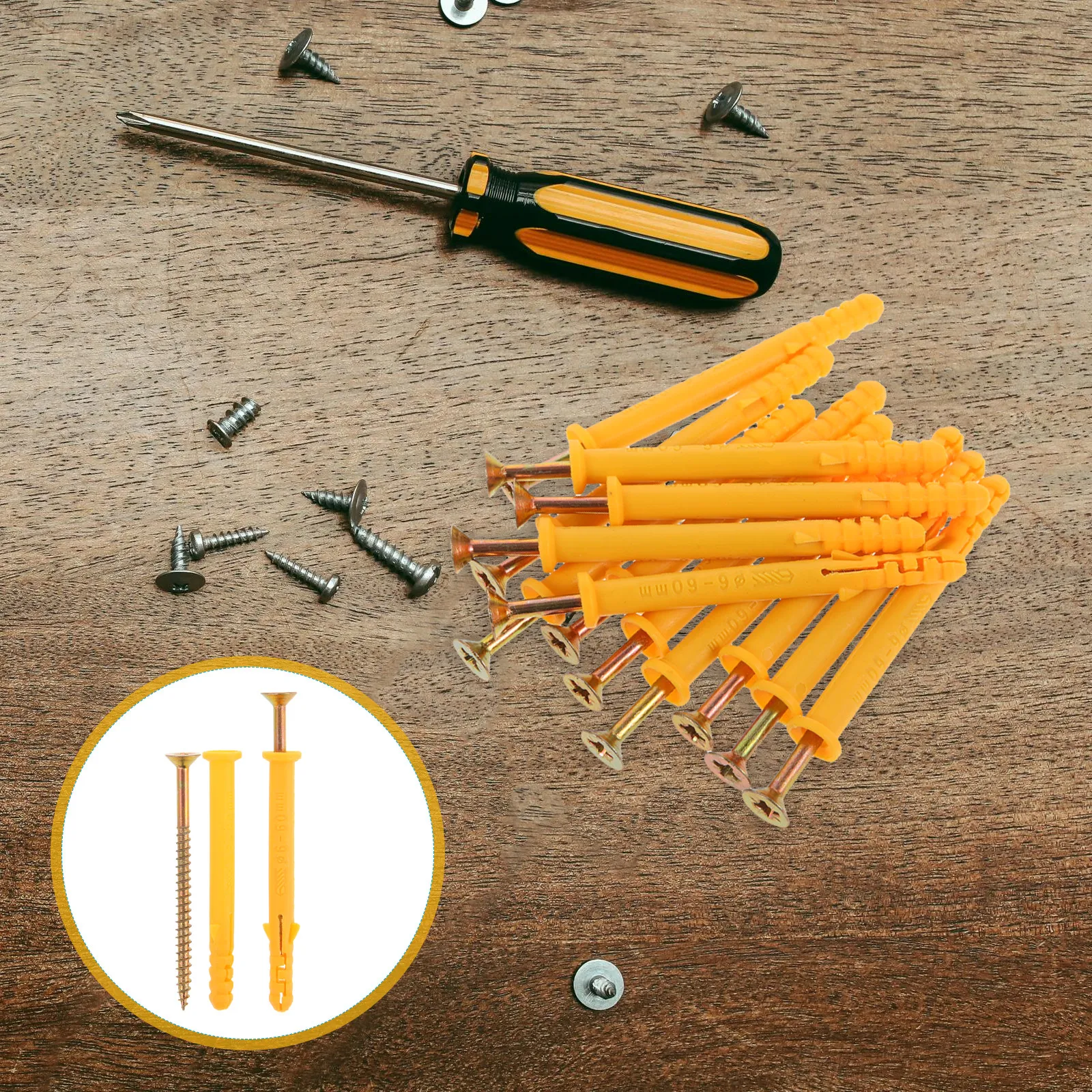 50Sets Drywall Anchors Heavy Duty Wall Plugs Expansion Tubes Drywall Screws Assorted Sizes for Construction Repair DIY Wall