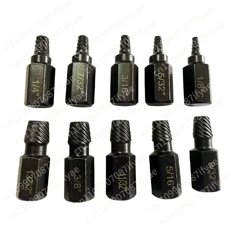 Multi-spline spiral slider broken wire broken bolt removal tool 10 pieces hexagonal screw bolt remover